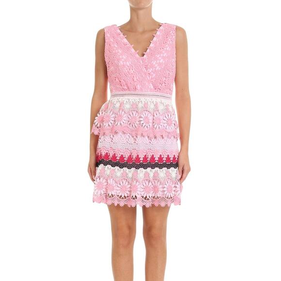 Self-Portrait Dresses & Skirts - Self-Portrait Pink Floral Lace Pattern Mini Cocktail Dress Size 4